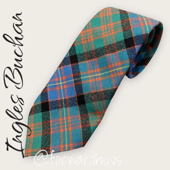 Vintage Ingles Buchan Tartan Necktie - Scottish Elegance in Pure Wool - Picture 1 of 8